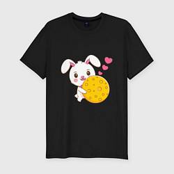 Мужская slim-футболка Кролик с вкусняшкой