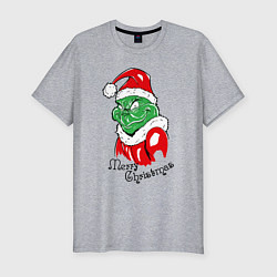 Мужская slim-футболка Santa Claus Grinch - merry Christmas