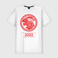 Мужская slim-футболка Year of the rabbit - 2023, happy chinese New Year