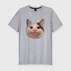 Футболка slim-fit Polite cat meme, цвет: меланж