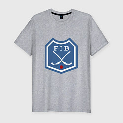 Мужская slim-футболка Хоккей с мячом - лого