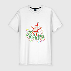 Мужская slim-футболка Танцующий дед Мороз С Новым годом!