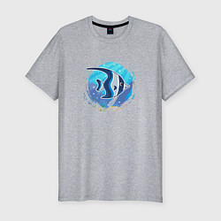 Мужская slim-футболка Мультяшная рыбка скалярия