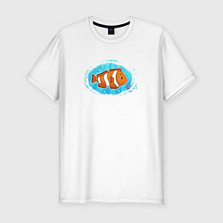 Мужская slim-футболка Мультяшная рыба-клоун
