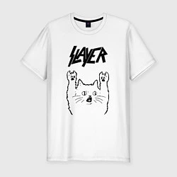 Футболка slim-fit Slayer - rock cat, цвет: белый