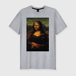 Мужская slim-футболка Мона Лиза абстракция