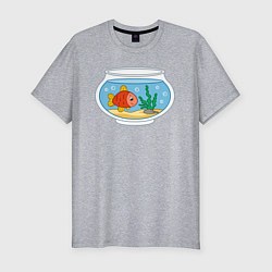 Мужская slim-футболка Аквариум и рыбка