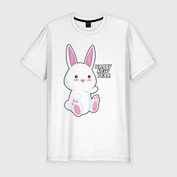 Мужская slim-футболка Милый кролик happy