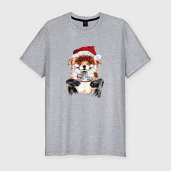 Мужская slim-футболка Christmas smile foxy