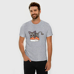 Футболка slim-fit Sushi cat, цвет: меланж — фото 2