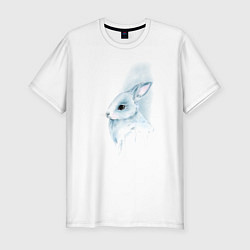 Мужская slim-футболка Акварельный кролик с потёками краски