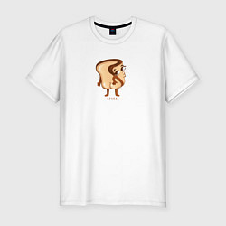Мужская slim-футболка Булка - Забавный принт с мультяшной едой