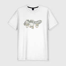 Мужская slim-футболка Сова с совятами