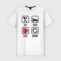 Футболка slim-fit Eat - sleep - League of Legends - repeat, цвет: белый