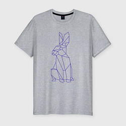 Мужская slim-футболка Символ 2023 - Синий Кролик