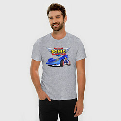 Футболка slim-fit Team Sonic racing - hedgehog, цвет: меланж — фото 2