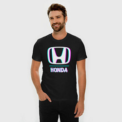 Футболка slim-fit Значок Honda в стиле glitch, цвет: черный — фото 2