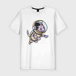 Мужская slim-футболка Кот сфинкс космонавт