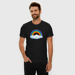 Футболка slim-fit Мультяшная радуга с облаками, цвет: черный — фото 2