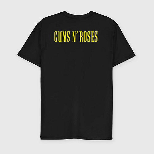 Мужская slim-футболка Guns n roses Skull / Черный – фото 2