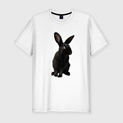 Мужская slim-футболка Черный кролик на счастье