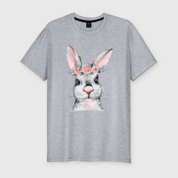 Мужская slim-футболка Кролик в цветах