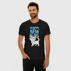Футболка slim-fit Happy new year - kitten, цвет: черный — фото 2
