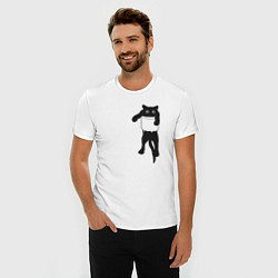 Футболка slim-fit Черный котик в кармане, цвет: белый — фото 2