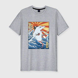 Мужская slim-футболка Гравюра японский опоссум в стиле укиё-э