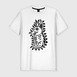 Мужская slim-футболка Котик с треугольниками