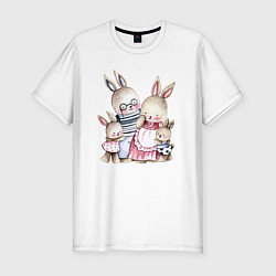 Мужская slim-футболка Семья зайцев