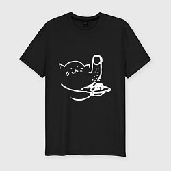 Мужская slim-футболка Котик солит макароны