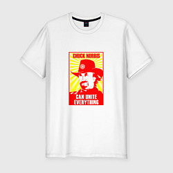 Мужская slim-футболка Chuck Norris can unite everything