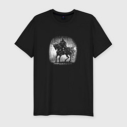 Мужская slim-футболка Воин на коне
