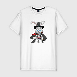 Мужская slim-футболка Злой кролик подарок начальнику