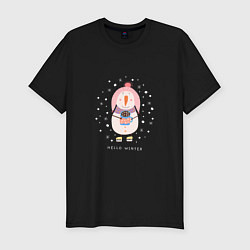Футболка slim-fit Снеговик и какао, цвет: черный