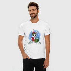 Футболка slim-fit Rabbit with a New Years gift, цвет: белый — фото 2