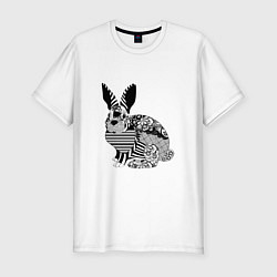 Футболка slim-fit Rabbit in patterns, цвет: белый