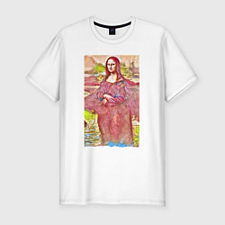 Футболка slim-fit Мона Лиза - фантазия, цвет: белый