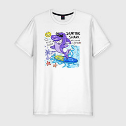 Мужская slim-футболка Акула серфингист