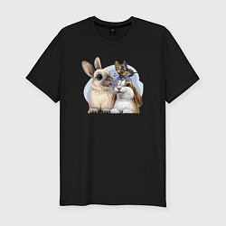 Мужская slim-футболка Влюбленные кролики