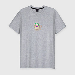 Футболка slim-fit Милая лягушка-кружка, цвет: меланж