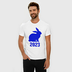 Футболка slim-fit 2023 силуэт кролика синий, цвет: белый — фото 2