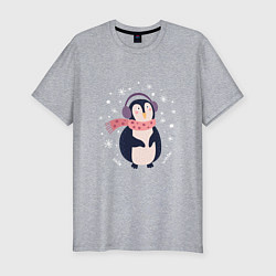 Мужская slim-футболка Забавный пингвин