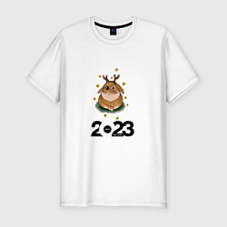 Футболка slim-fit Кролик с рогами 2023, цвет: белый