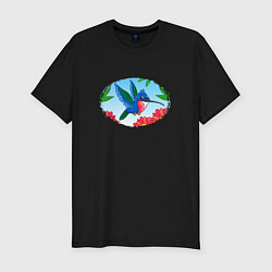 Мужская slim-футболка Мультяшная колибри