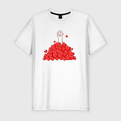 Футболка slim-fit Куча сердечек, цвет: белый