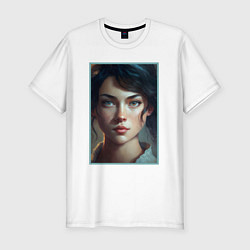 Мужская slim-футболка Портрет девушки в 19 веке