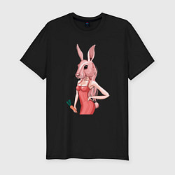 Мужская slim-футболка Девушка заяц