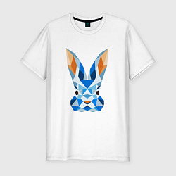 Футболка slim-fit Абстрактный синий кролик, цвет: белый